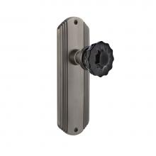 Nostalgic Warehouse 727213 - Nostalgic Warehouse Deco Plate Privacy Crystal Black Glass Door Knob in Antique Pewter