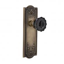 Nostalgic Warehouse 727244 - Nostalgic Warehouse Meadows Plate Privacy Crystal Black Glass Door Knob in Antique Brass