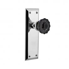 Nostalgic Warehouse 727268 - Nostalgic Warehouse New York Plate Privacy Crystal Black Glass Door Knob in Bright Chrome