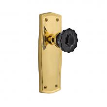 Nostalgic Warehouse 727294 - Nostalgic Warehouse Prairie Plate Privacy Crystal Black Glass Door Knob in Polished Brass