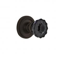 Nostalgic Warehouse 727304 - Nostalgic Warehouse Rope Rosette Privacy Crystal Black Glass Door Knob in Oil-Rubbed Bronze