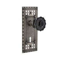 Nostalgic Warehouse 727343 - Nostalgic Warehouse Craftsman Plate with Keyhole Privacy Crystal Black Glass Door Knob in Antique