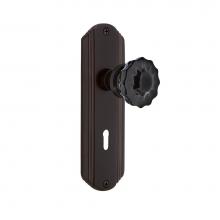 Nostalgic Warehouse 727366 - Nostalgic Warehouse Deco Plate with Keyhole Privacy Crystal Black Glass Door Knob in Timeless Bron