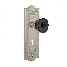 Nostalgic Warehouse 727393 - Nostalgic Warehouse Meadows Plate with Keyhole Privacy Crystal Black Glass Door Knob in Satin Nick