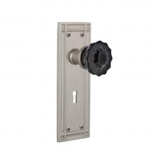 Nostalgic Warehouse 727404 - Nostalgic Warehouse Mission Plate with Keyhole Privacy Crystal Black Glass Door Knob in Satin Nick