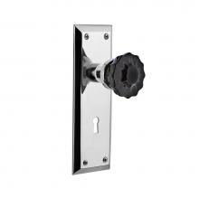 Nostalgic Warehouse 727411 - Nostalgic Warehouse New York Plate with Keyhole Privacy Crystal Black Glass Door Knob in Bright Ch
