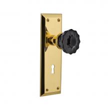 Nostalgic Warehouse 727416 - Nostalgic Warehouse New York Plate with Keyhole Privacy Crystal Black Glass Door Knob in Unlaquere