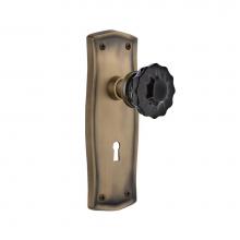 Nostalgic Warehouse 727425 - Nostalgic Warehouse Prairie Plate with Keyhole Privacy Crystal Black Glass Door Knob in Antique Br