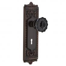 Nostalgic Warehouse 727478 - Nostalgic Warehouse Egg & Dart Plate Interior Mortise Crystal Black Glass Door Knob in Timeles
