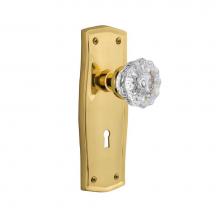 Nostalgic Warehouse 701226 - Nostalgic Warehouse Prairie Plate with Keyhole Passage Crystal Glass Door Knob in Polished Brass