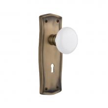 Nostalgic Warehouse 704527 - Nostalgic Warehouse Prairie Plate with Keyhole Passage White Porcelain Door Knob in Antique Brass