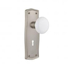 Nostalgic Warehouse 704525 - Nostalgic Warehouse Prairie Plate with Keyhole Passage White Porcelain Door Knob in Satin Nickel