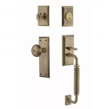 Nostalgic Warehouse 719427 - Nostalgic Warehouse New York Plate C Grip Entry Set New York Knob in Antique Brass