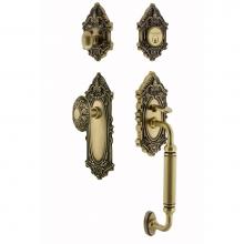 Nostalgic Warehouse 727666 - Nostalgic Warehouse Victorian Plate C Grip Entry Set Victorian Knob in Antique Brass