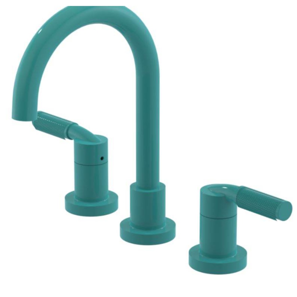 Widespread Lav. Set. (less drain) in Aqua With Natural Brass Accent