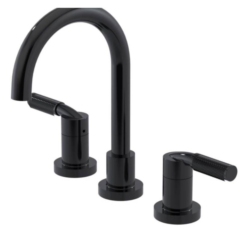 Widespread Lav. Set. (less drain) in Black With Matt White Accent