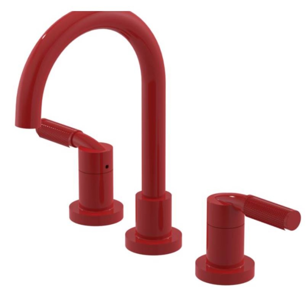 Widespread Lav. Set. (less drain) in Red With Matt Black Accent