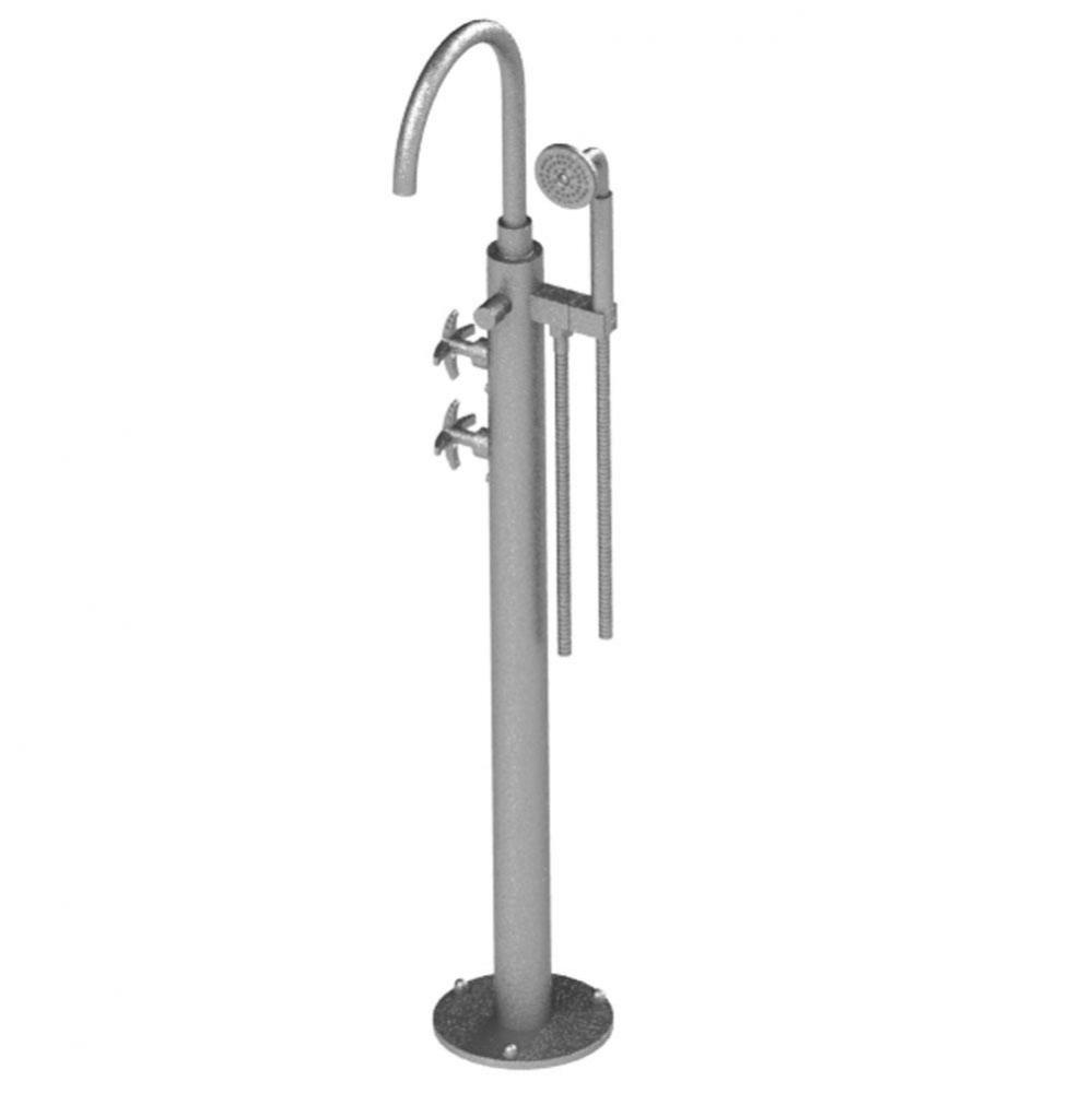 Floor Mount Tub Filler With Hand Held Shower