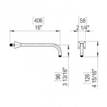 Rubinet 9SA45ACM - 12'' Wall Arm And Flange Only