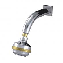 Rubinet 4F033CHNB - 3 Function Shower Head with Wall Mount 8'' Shower Arm & Flange