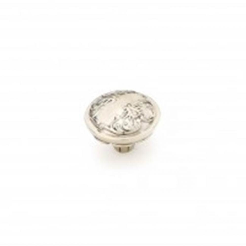 Knob, Round, White Brass, 1-1/4'' dia