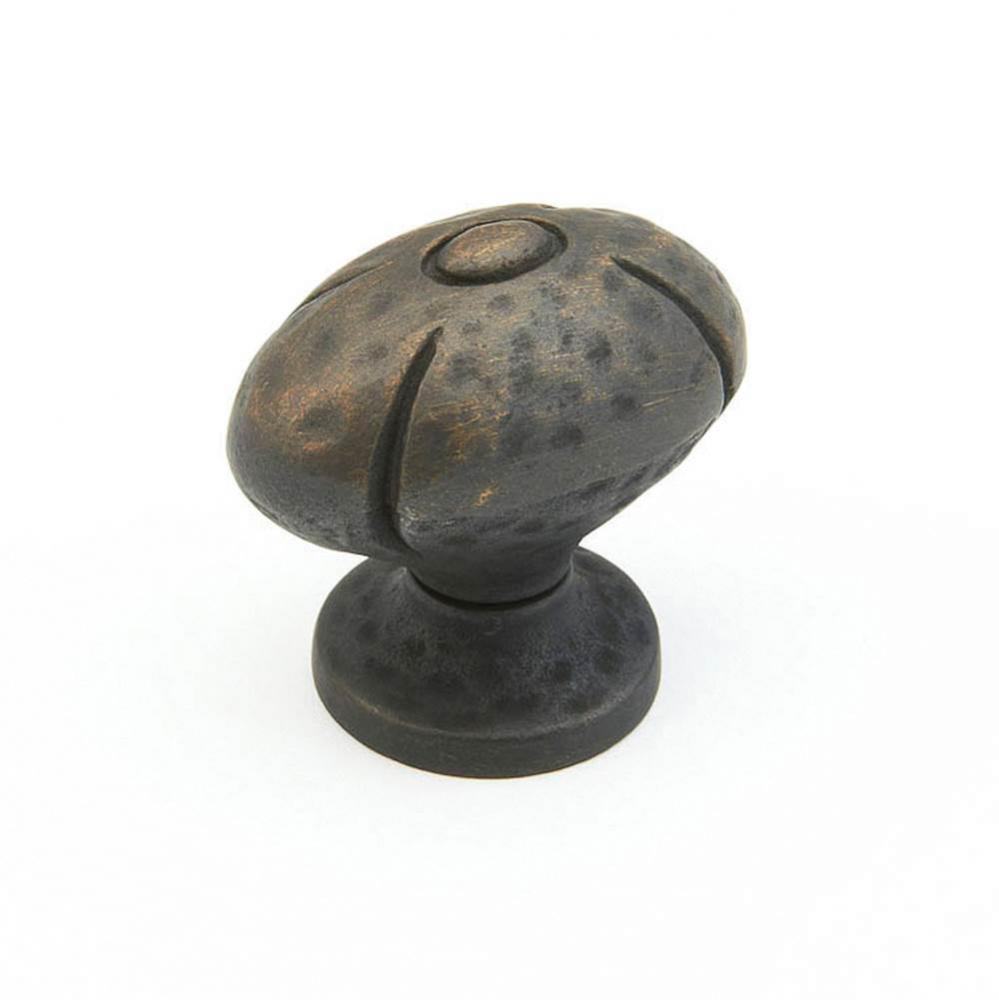 Knob, Oval, Ancient Bronze, 1-1/4'' dia