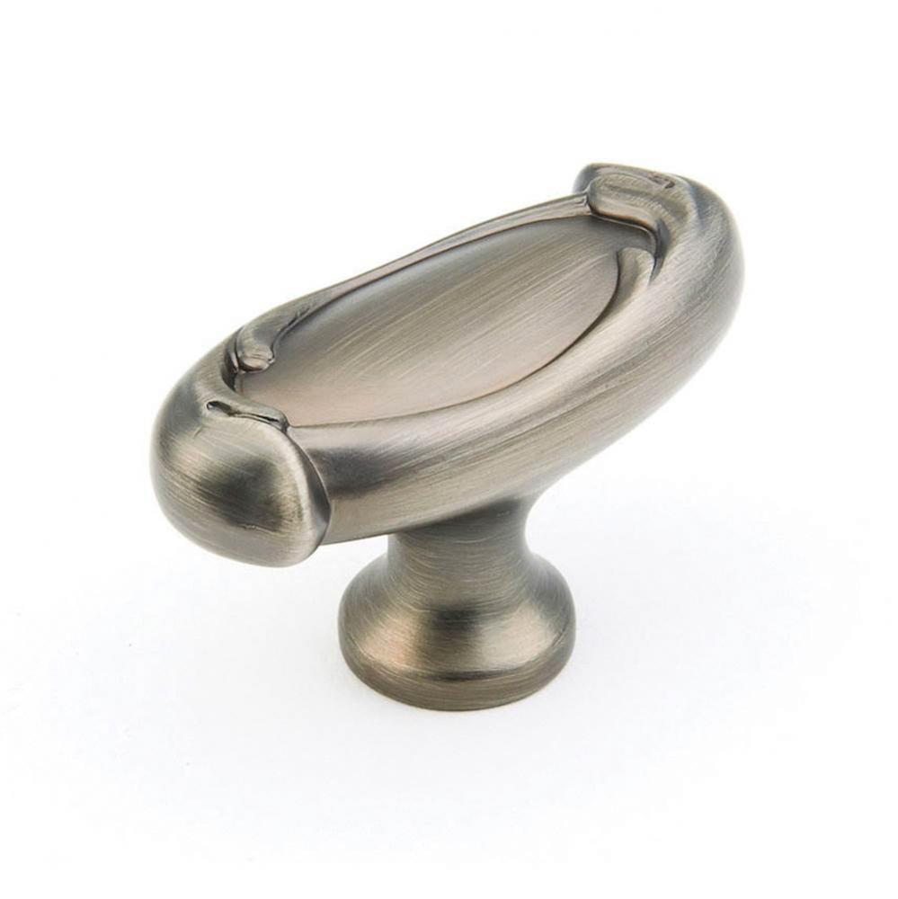 Knob, Oval, Antique Nickel, 1-7/8''