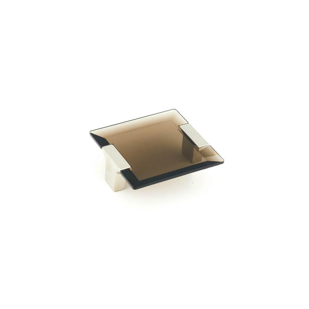 Positano, Square Pull, Satin Nickel, Smoke, 2-1/2'' cc