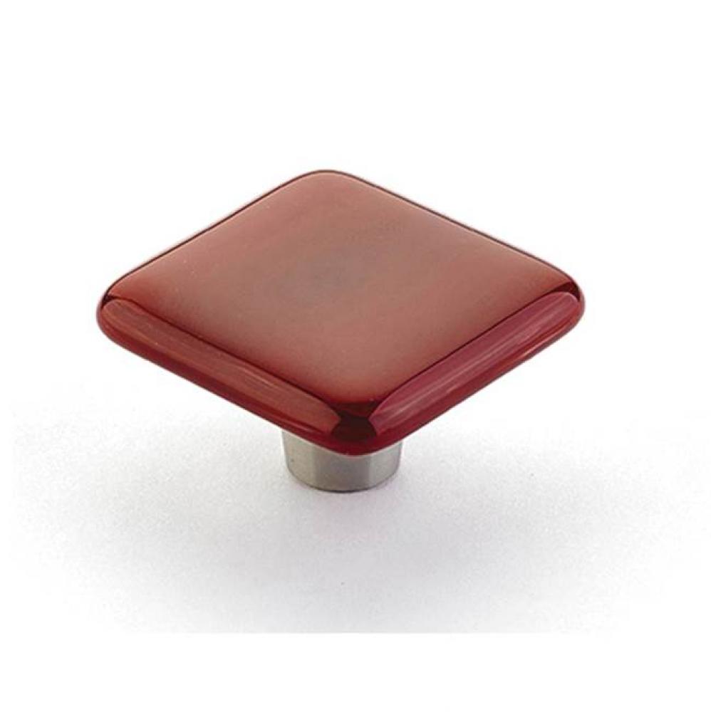 Knob, Square, Scarelet Silk, 1-1/2, dia