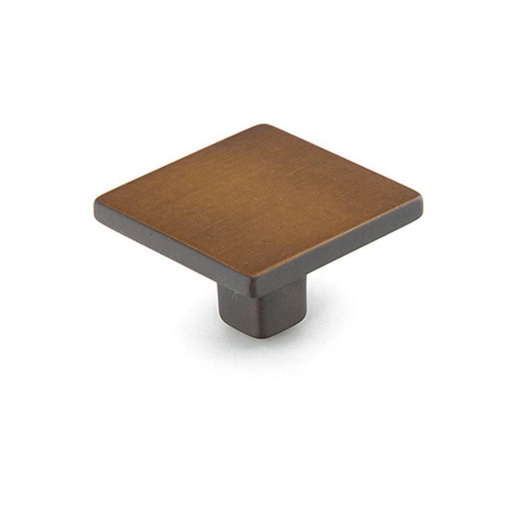Knob, Square, Burnished Bronze 1-3/8'' dia