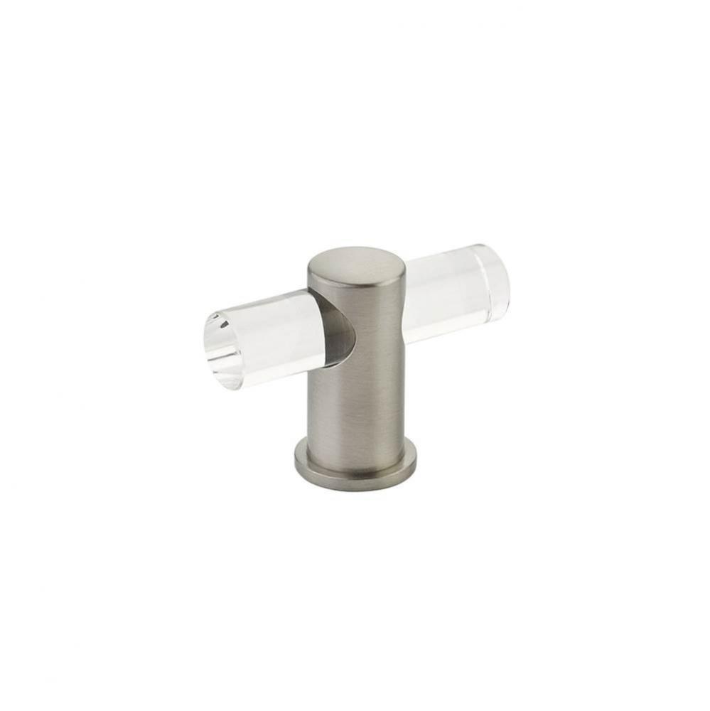 T-Knob, Adjustable clear acrylic, Satin Nickel, 2''