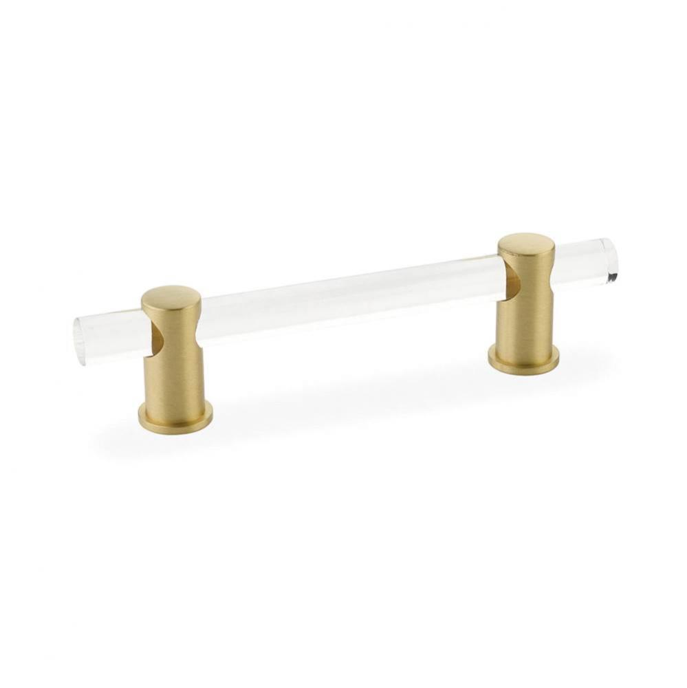 Pull, Adjustable clear acrylic, Satin Brass, 4'' cc