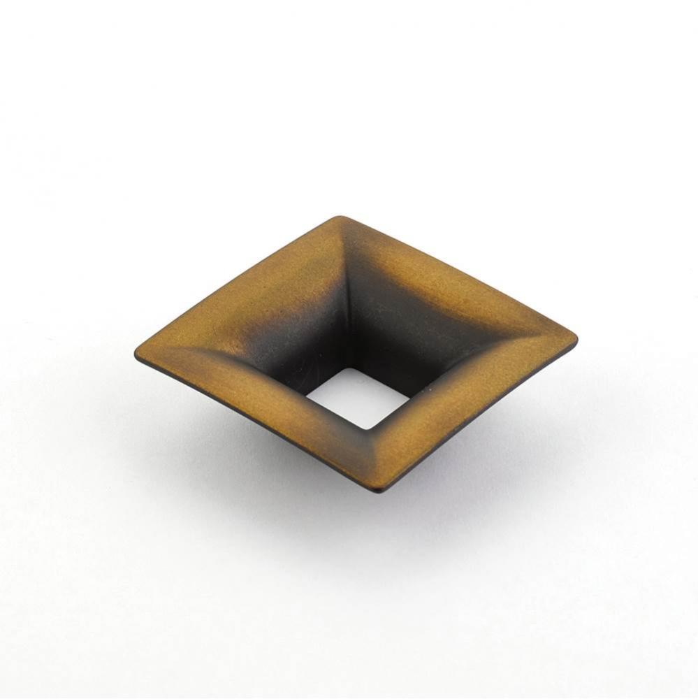 Pull, Flared Square, Burnished Bronze, 32 mm cc