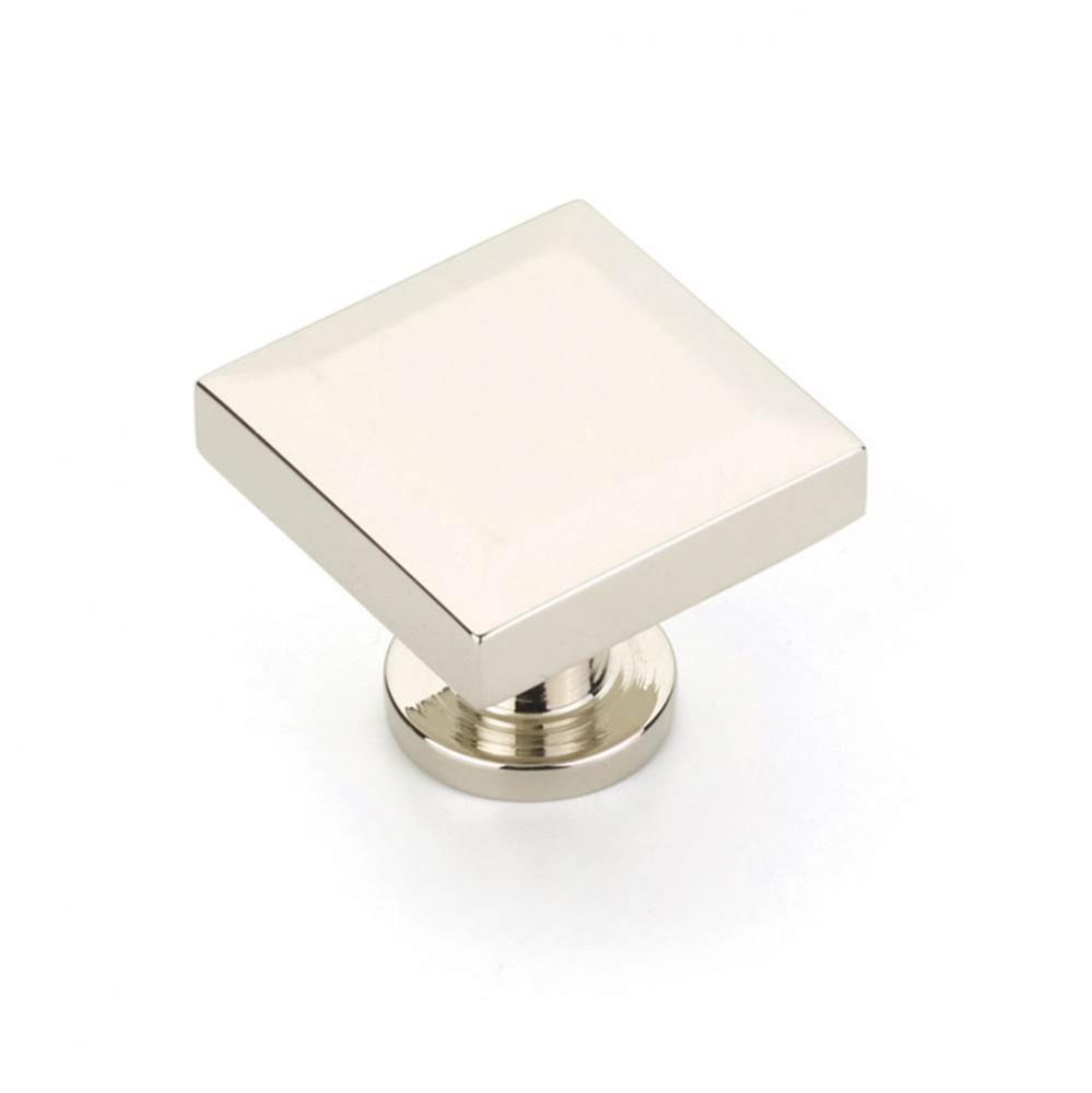 Square Knob, Polished Nickel, 1-1/4''