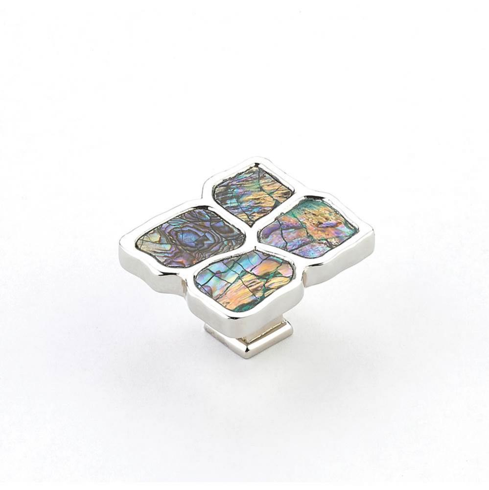 Imperial Shell,inlaid on Solid Brass,Polished Nickel Finish,1-1/2'' dia