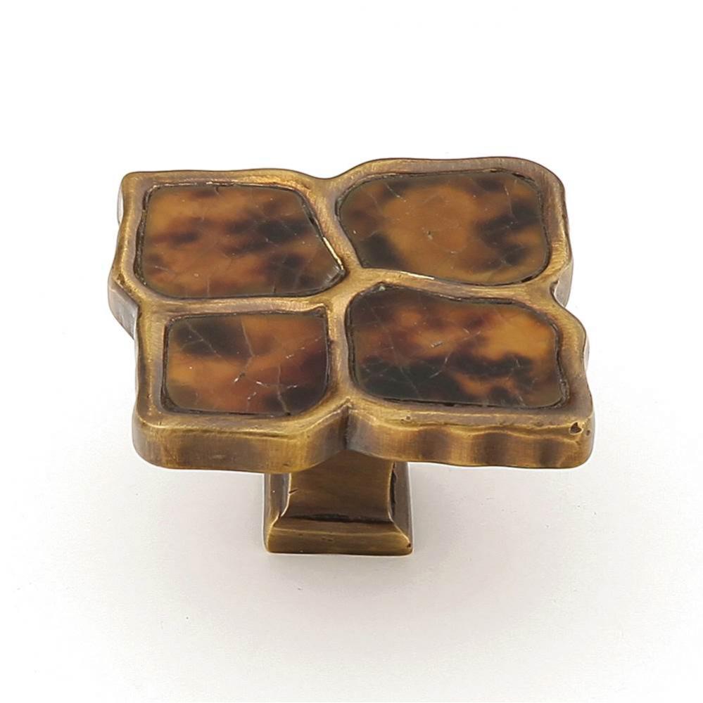 Tiger Penshell, Solid Brass Estate Dover Cabinet Knob, 1-1/2'' dia