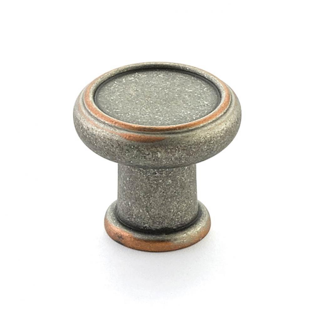 Steamworks, Round Knob, 1-1/4'' dia, Distressed Pewter/Copper