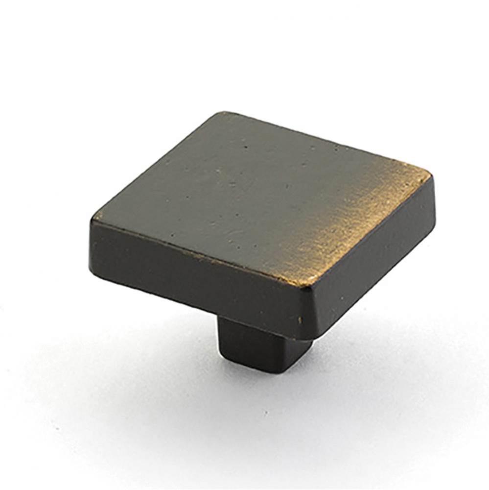 Knob, Square, Antique Bronze, 1-3/4'' dia