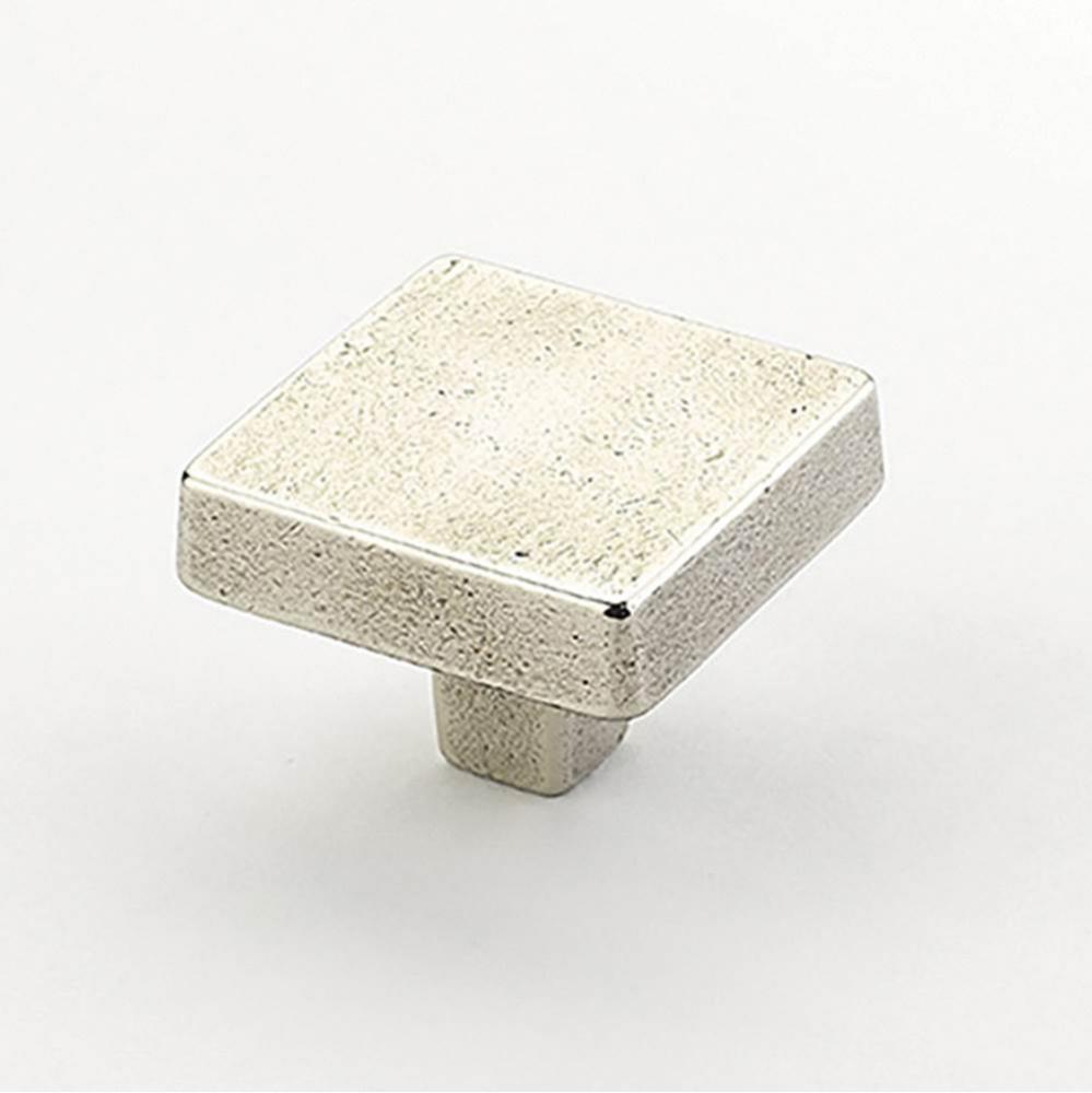 Knob, Square, Polished White Bronze, 1-3/4'' dia