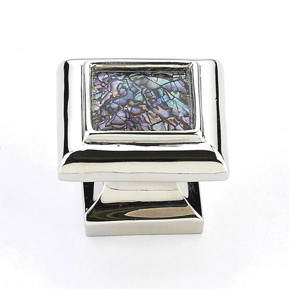 Imperial Shell, Square Knob with Imperial Shell Inlay and Polished Nickel, 1-1/4'' dia