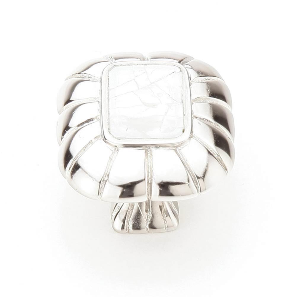 Mother of Pearl, Mother of Pearl inlaid on Solid Brass, Polished Nickel Rectangle Knob