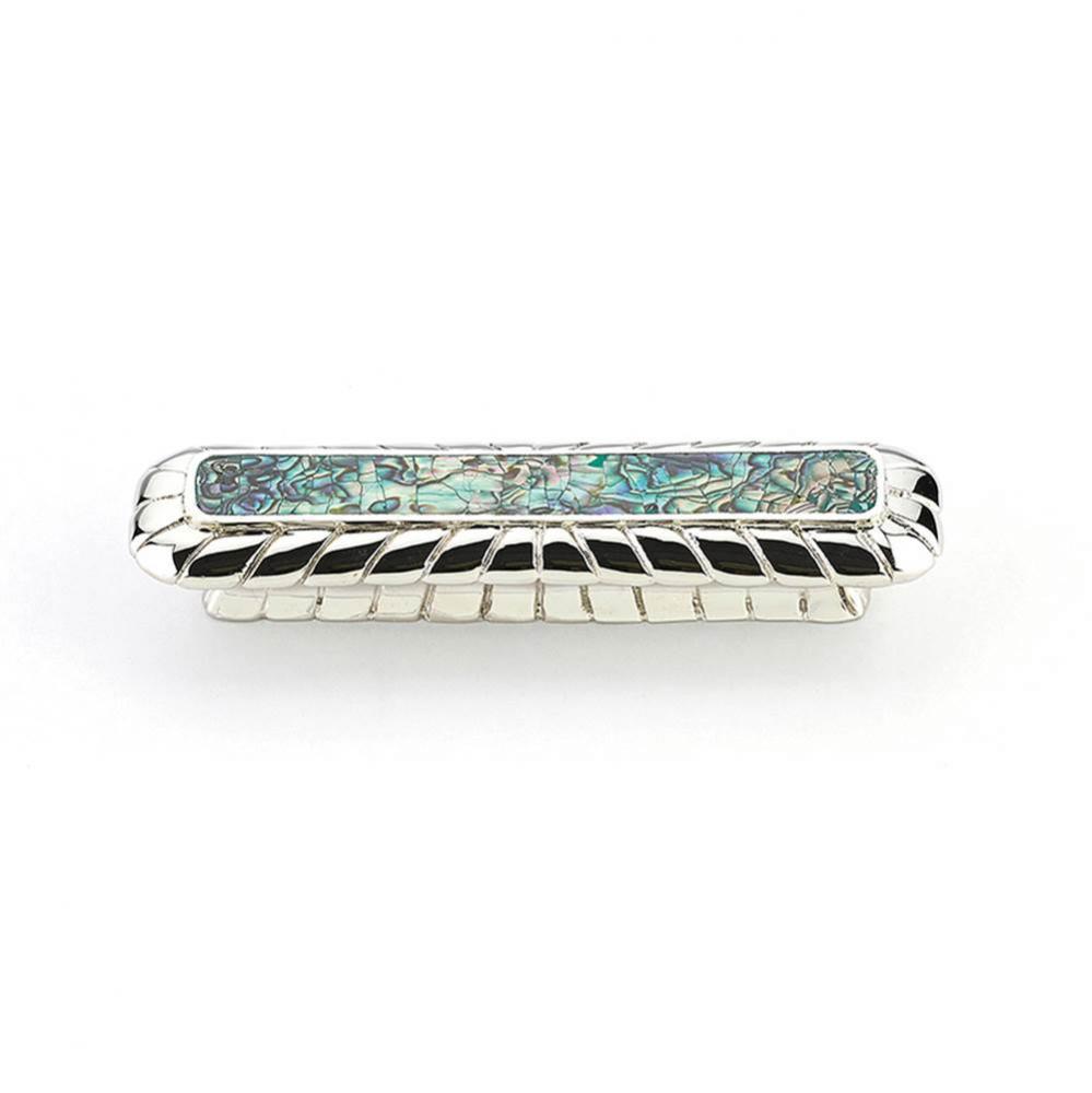 Imperial Shell,inlaid on Solid Brass,Polished Nickel Pull, 4-1/2''  x  1-1/4''