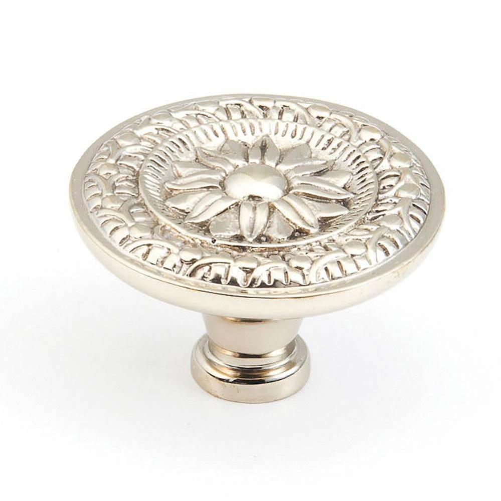 Knob, Round, White Brass, 1-3/4'' dia