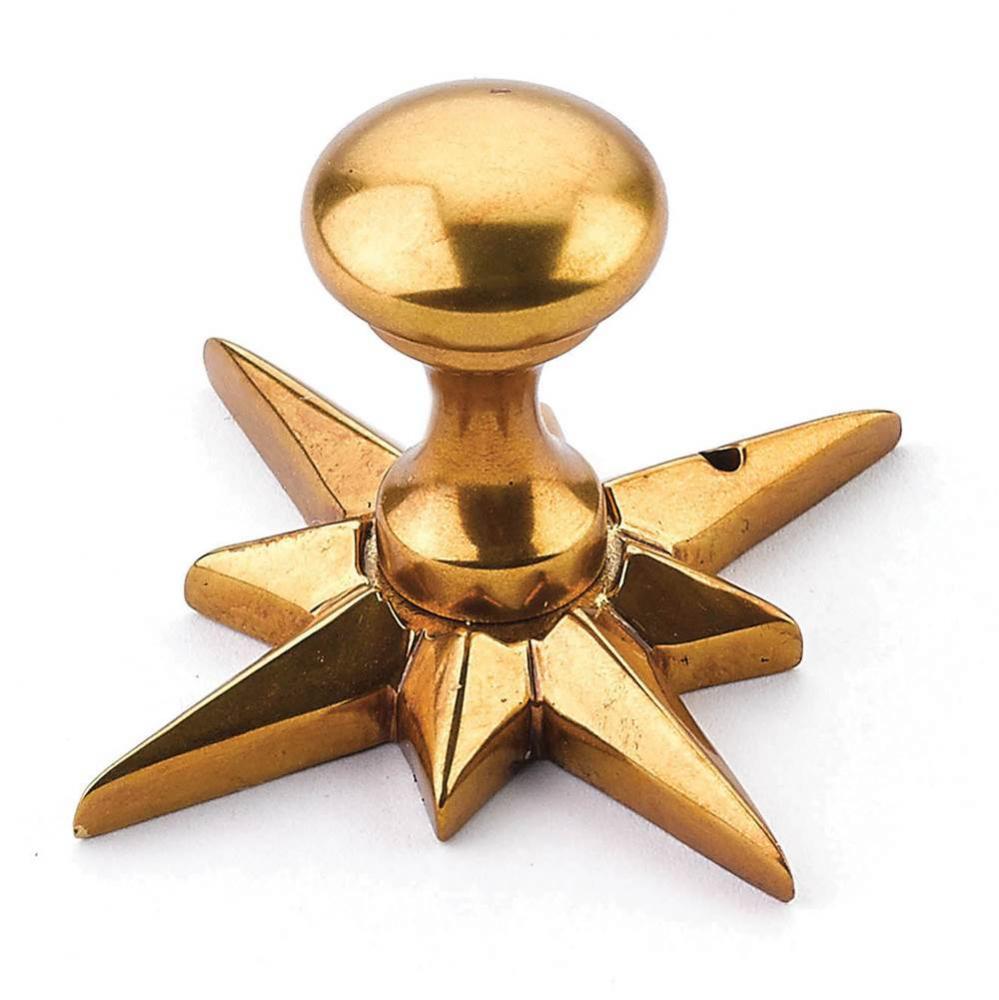 Knob with Star backplate, Paris Brass, 11/16'' dia