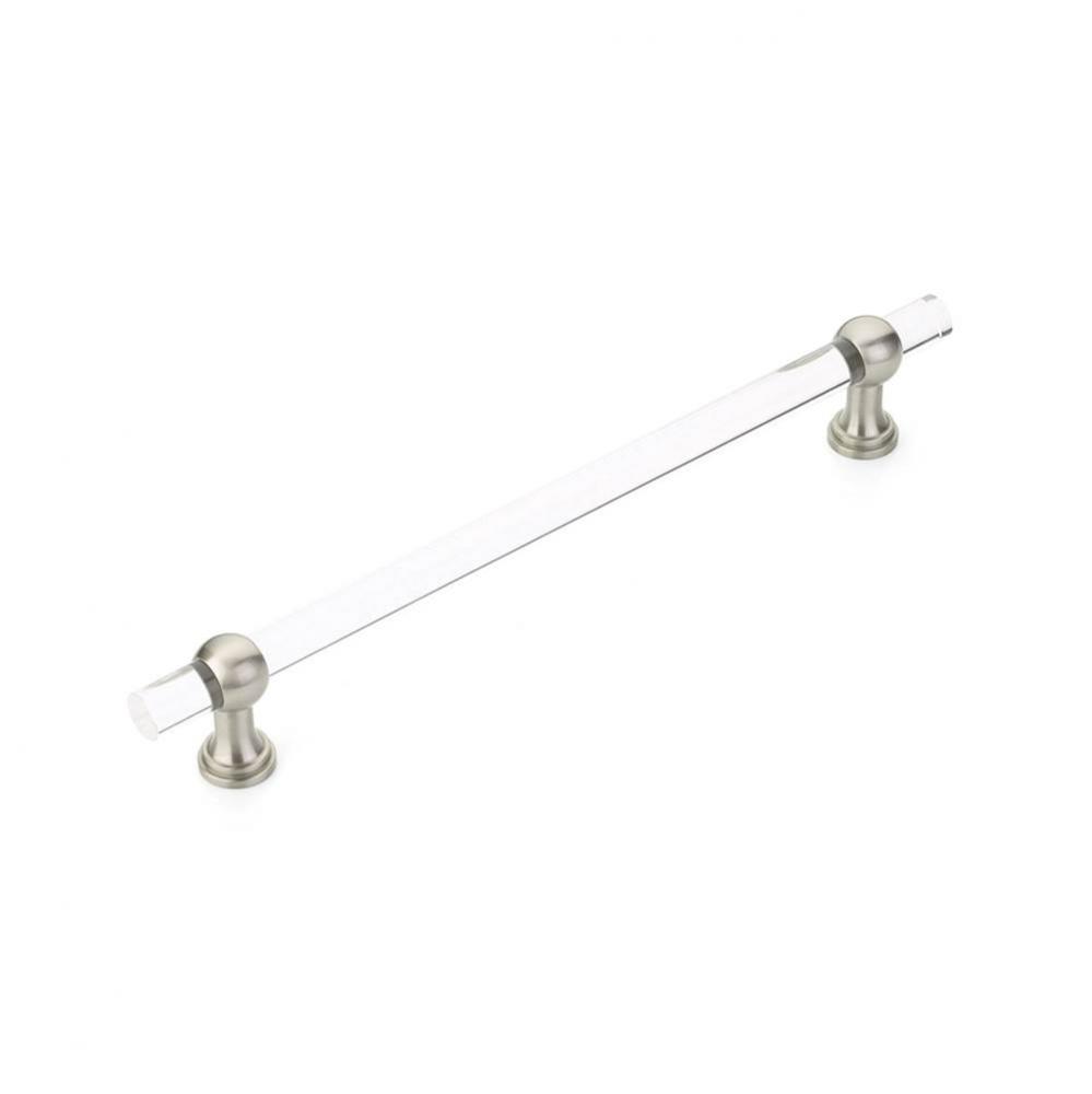 Back to Back, Appliance Pull, NON-Adjustable Clear Acrylic, Satin Nickel, 12'' cc