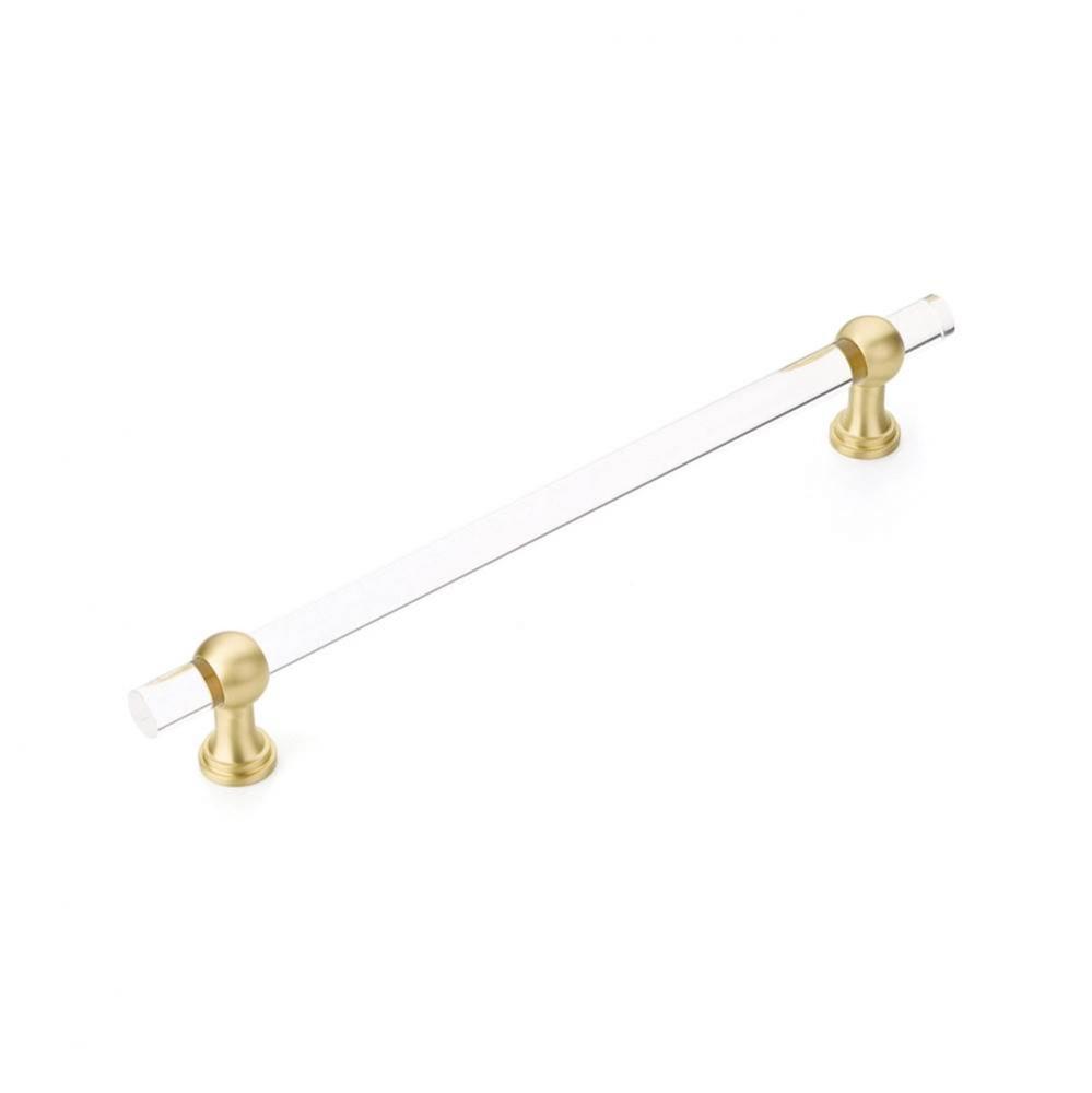 Concealed Surface, Appliance Pull, NON-Adjustable Clear Acrylic, Satin Brass, 12'' cc