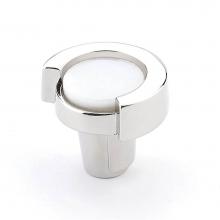Schaub and Company 25-PN-WH - Knob, Round, Polished Nickel, White Glass, 1-1/4'' dia