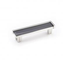 Schaub and Company 27-PN-GY - Pull, Polished Nickel, Silver Grey Glass, 4'' cc