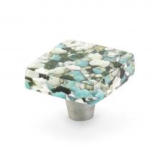 Schaub and Company 34-GBP - Knob, Square, Green/Blue Pebbles 1-1/2'' dia