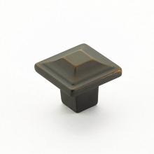Schaub and Company 530-ABZ - Knob, Square, Ancient Bronze, 1-1/4'' dia